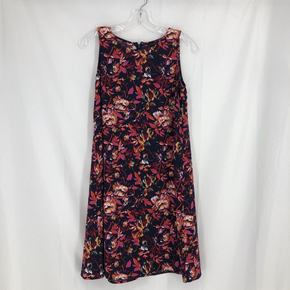 Halogen Dress Womens XS Classic Navy Blue Floral Sleeveless Midi